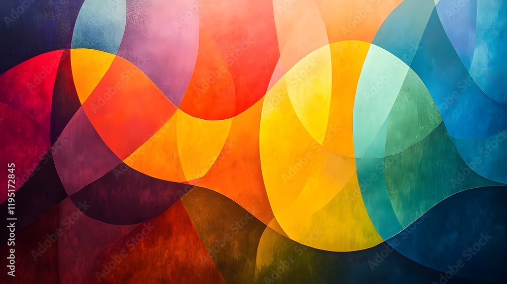 Poster visually striking and colorful abstract design with vibrant gradients playful geometric patterns and