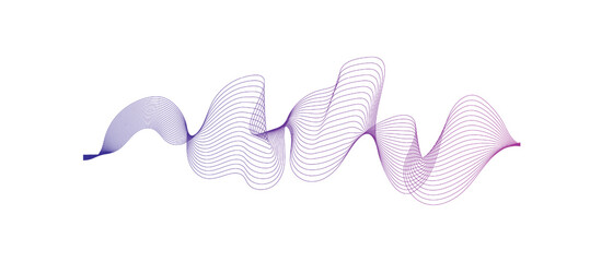 Abstract smooth flowing dynamic purple wave lines isolated on white background. Technology, digital, communication, science, music concept vector background illustration	