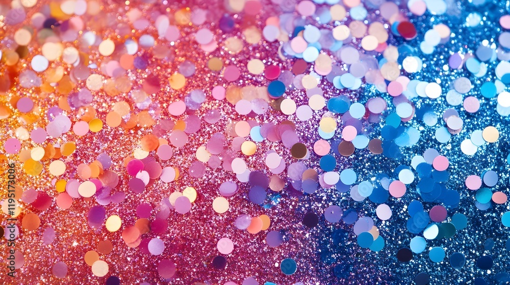 Poster vibrant and playful confetti scattered across a sparkling gradient background with cheerful vibrant 