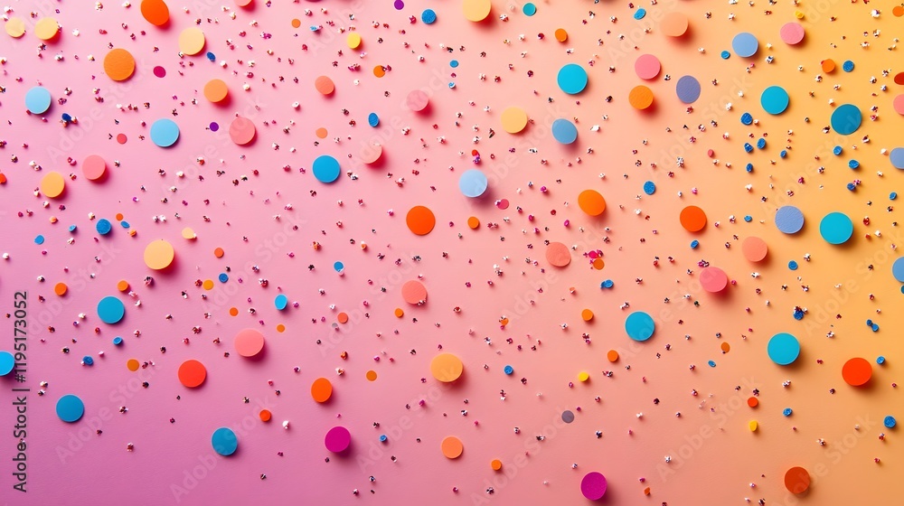 Poster vibrant confetti scattered across a sparkling gradient background with cheerful and playful vibrant 