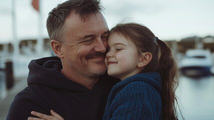 Obraz premium Portrait of a young man with his daughter.