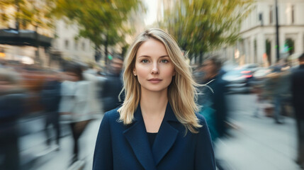 Fototapeta premium Woman walking on the street.