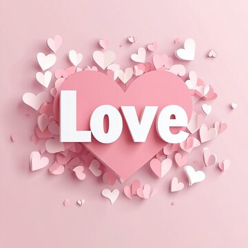 Pink 3D heart with white LVOE lettering