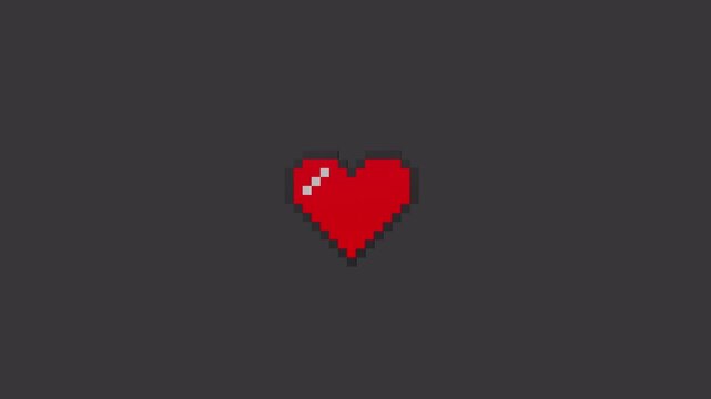 Pixel Heart 3D Model Move Up Rotate  4K File MOV RGB Alpha Apple ProRes 4444