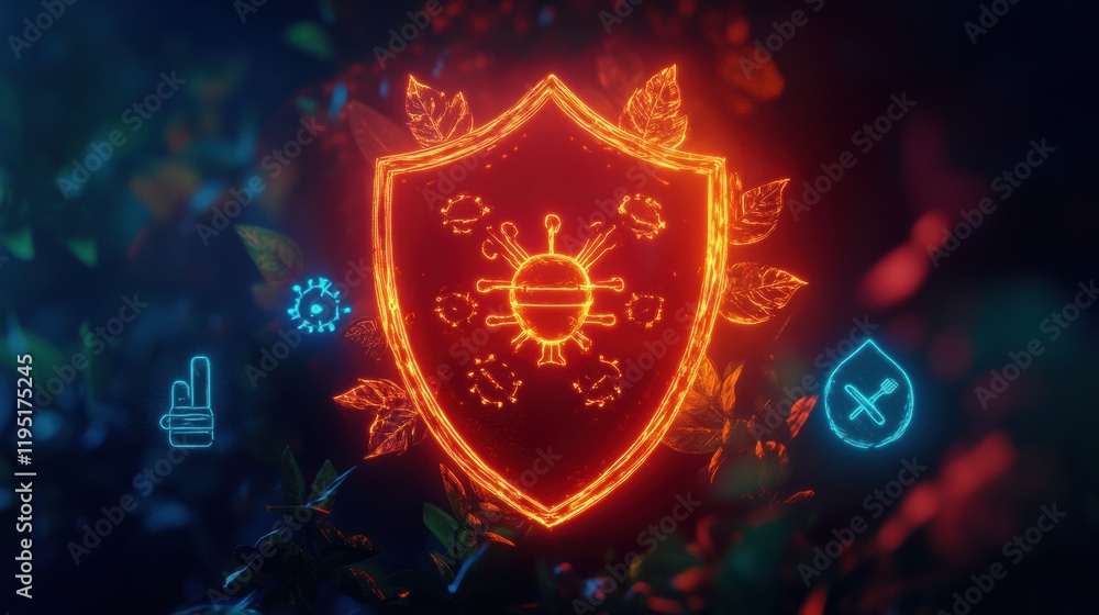 Poster shield protects against harmful microbes while promoting health and safety in environments. generati