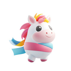 Fototapeta premium Playful unicorn toy creative studio 3d model colorful environment close-up view whimsical design for kids