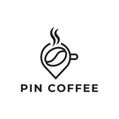 Pin location and coffee logo design illustration