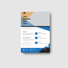 Creative Corporate Modern Flyer Design with black, orange and blue color, Corporate Flyer, Leaflets, Poster, Marketing, Company Flyer, Business Flyer, Layout, A4 size Professional flyer design,