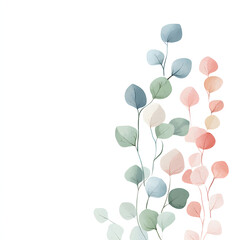 Obraz premium Horizontal border, Tartary Buckwheat Leaf, with minimal details and a simple illustration. Watercolor botanical banner for the design of invitations, cards, congratulations