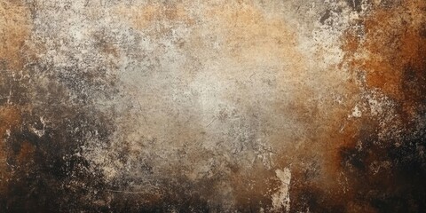 Obraz premium Earth-toned grunge background with textured layers of brown, gold, and gray, featuring a distressed and worn appearance across the canvas.