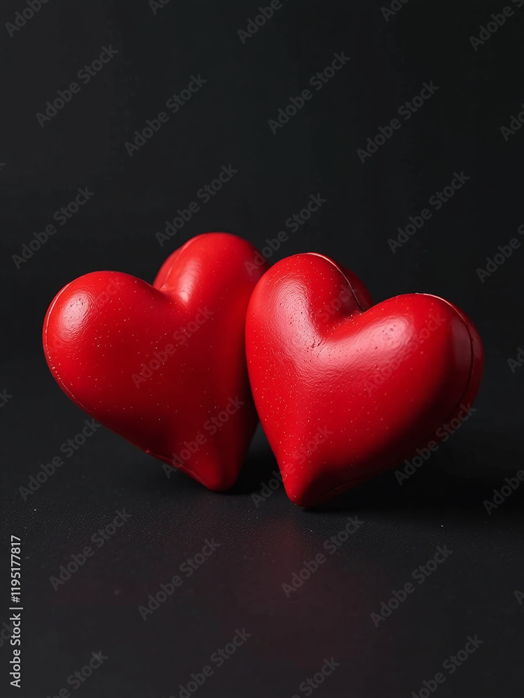 Aufkleber A Pair Of Red Hearts Are Placed Against A Dark Backdrop Creating A Bold And Striking Visual Effect Overall. 00002