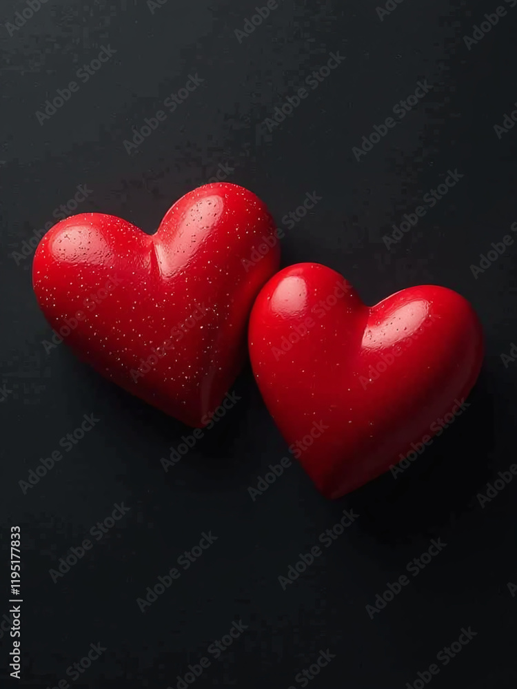 Aufkleber a pair of red hearts are placed against a dark backdrop creating a bold and striking visual effect o