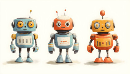 Adorable toy robot. Playful Toy Robots. Illustration