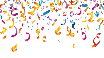 Colorful confetti falling against a white background, perfect for celebrations and festivities.