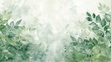 a watercolor painting of green leaves on a white background with space for your text