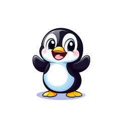 Obraz premium Playful penguin character digital art cartoon style bright colors whimsical fun concept