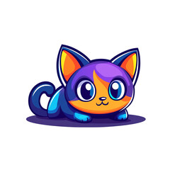 Obraz premium Playful cartoon cat character digital art whimsical style indoor environment dynamic viewpoint fun concept