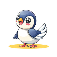 Obraz premium Cheerful cartoon bird character playful scene digital art colorful background front view whimsical design for kids