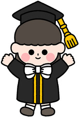Obraz premium 유치원 어린이집 학교 학사모 졸업가운 졸업식 수료식 행사 일러스트