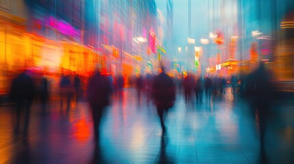 Obraz premium Abstract defocused scene at a tradeshow, job fair, or stock market 