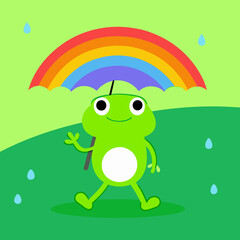Obraz premium frog with umbrella