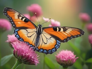 Obraz premium Butterfly on flower The common tiger butterfly