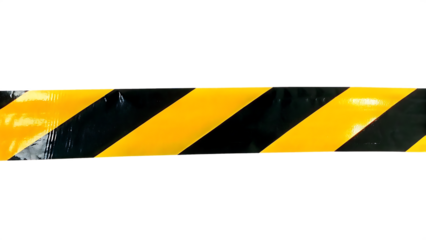 Warning tape with yellow and black diagonal stripes. Warn stop seamless line. Yellow and black caution tape border. Long danger ribbon. Vector illustration on white background.png