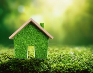 green house mock up, real estate sustainable concept, green background