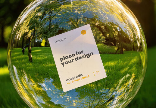 Paper Inside Bubble Floating on a Beautiful Garden Mockup 02