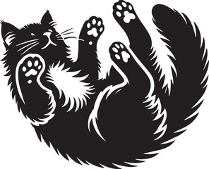 illustration of a black and white cat