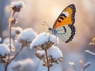 Butterfly on flower The common tiger butterfly