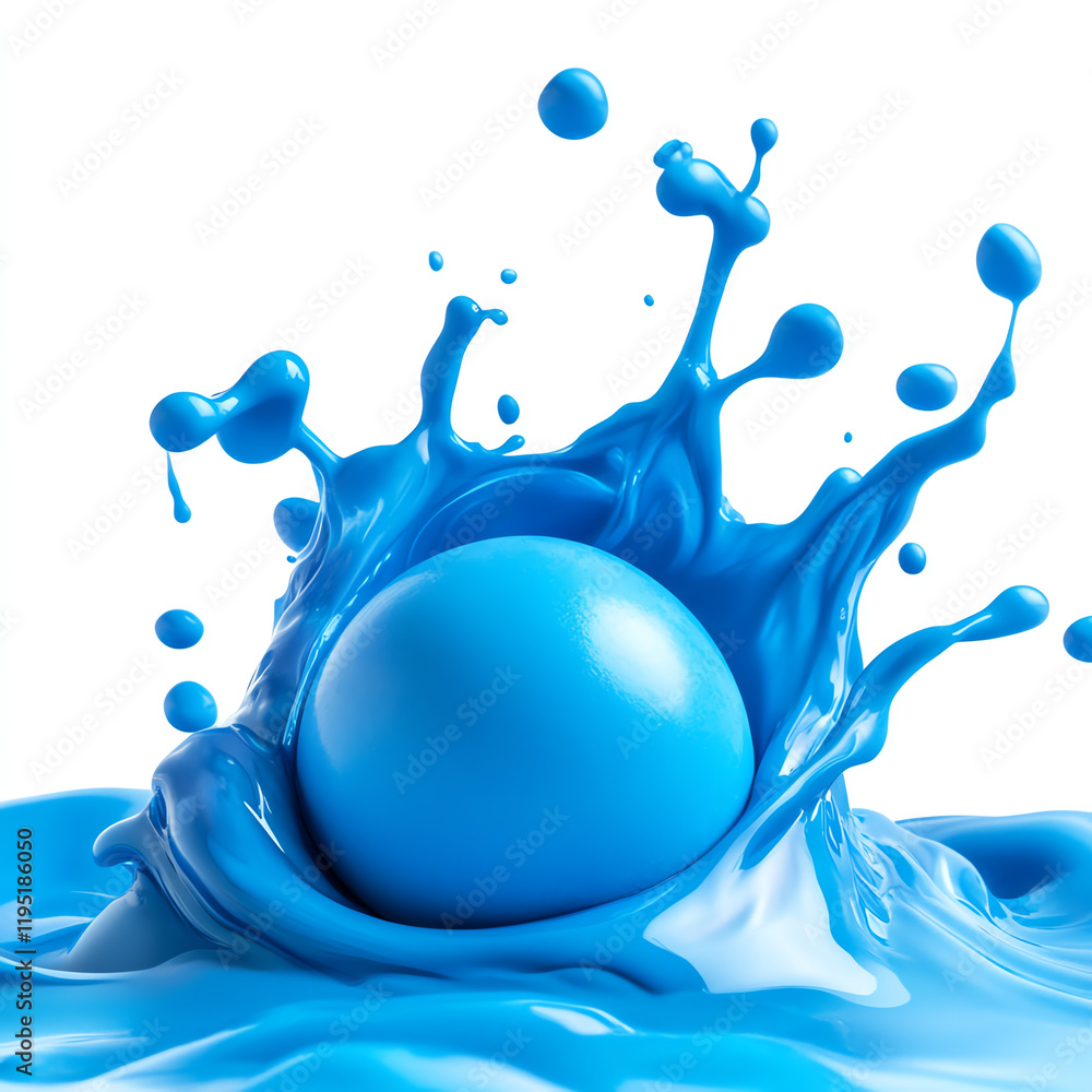Poster a vibrant blue splash surrounds a solid blue sphere, creating a striking visual impact with dynamic 