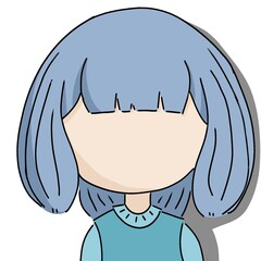 blue faceless girl anime