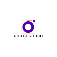 ILLUSTRATION PHOTOGRAPHY ABSTRACT CAMERA LENS SIMPLE LOGO ICON PURPLE ORANGE COLOR TEMPLATE DESIGN ELEMENT VECTOR. GOOD FOR PHOTO STUDIO, APPS