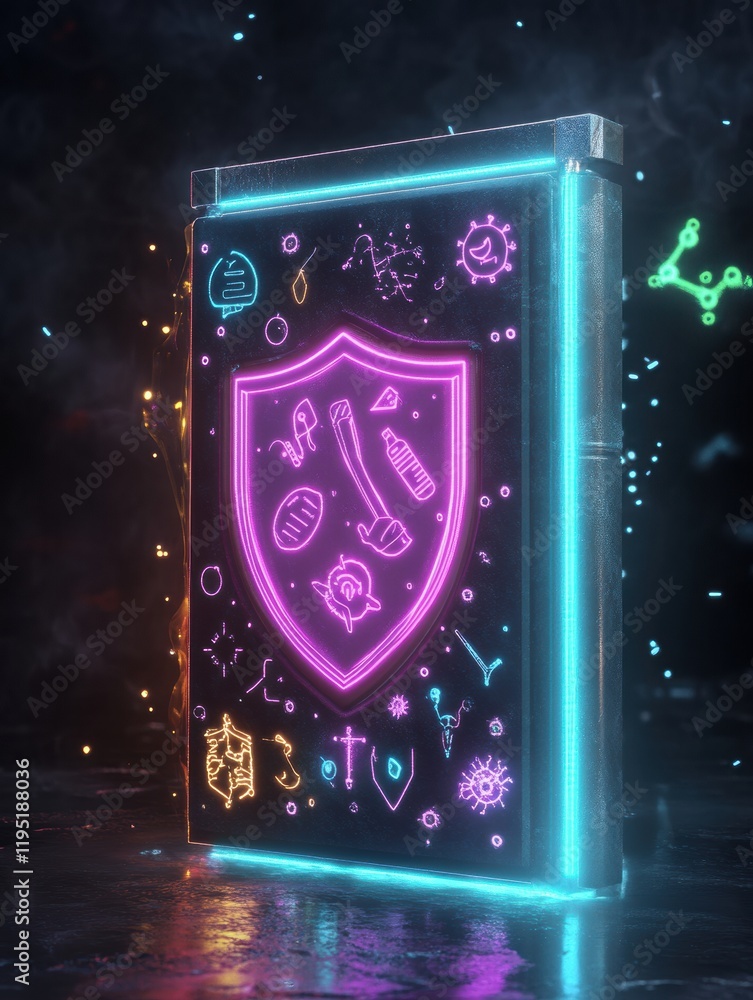Poster innovative digital shield design deflects harmful microbes for enhanced safety in modern environment