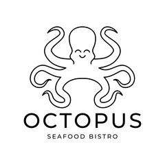 Octopus logo design, Seafood logo illustration template.