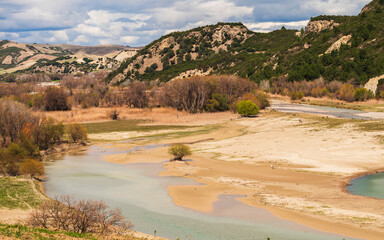 top view of the Lake Gannano during a spring day, Caprarico, Matera, Basilicata