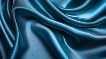 Fototapeta premium Luxurious Smooth Cobalt Teal Satin Fabric Background for Design Use