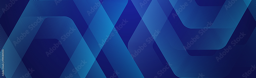 Aufkleber Digital futuristic technology concept with hexagons. Digital hexagonal blue abstract background. Geometric stripe line art design for poster, brochure, cover, banner, website, header