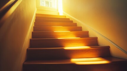 Sunlit Staircase leading to Window A warm inviting ascent to a bright space