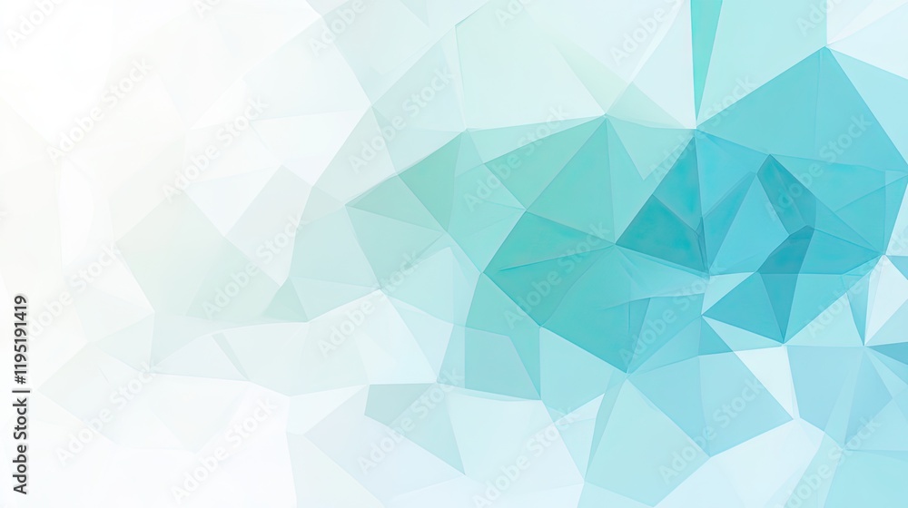 Poster abstract triangular mosaic pattern with light blue and gray tones, creating a serene and modern back
