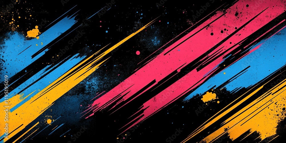 Poster vibrant splashes of color create dynamic abstract artwork on a dark background perfect for modern de