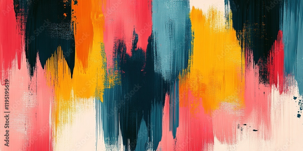 Aufkleber colorful abstract painting with vibrant strokes in bold hues creating a dynamic visual composition