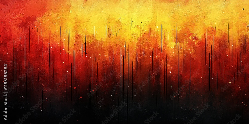 Poster vibrant abstract art with fiery colors and dynamic textures depicting an intense atmosphere