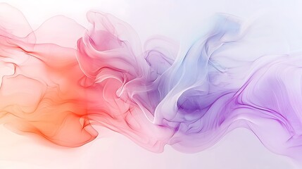 Colorful Abstract Flowing Waves of Light Soft Smoke on White Background