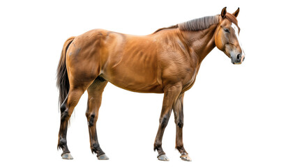 Naklejka premium Horse isolated on white background. Herbivorous mammal. Wildlife. Even-toed ungulate mount. 