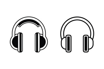 Headphones icon black and white.
