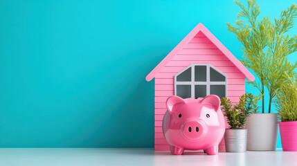 Piggy bank 3D, A high-fidelity 3D illustration of a piggy bank designed in a unique shape, ideal for financial or savings-related themes in stock imagery.