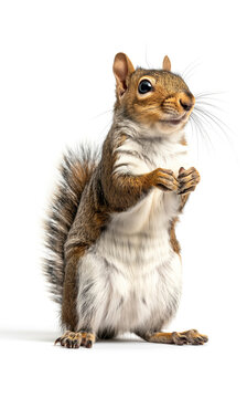 Naklejki Squirrel isolated on white background. Wild mammal. Wild animal. Mammals. Rodent.  
