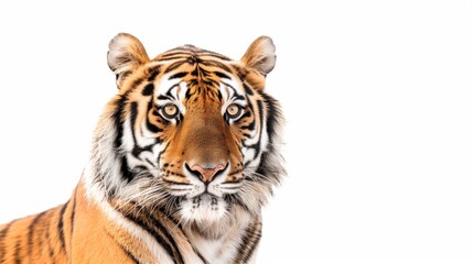 Fototapeta premium Tiger on white background. Cat family. Wildlife. Predatory animal. Mammals. 